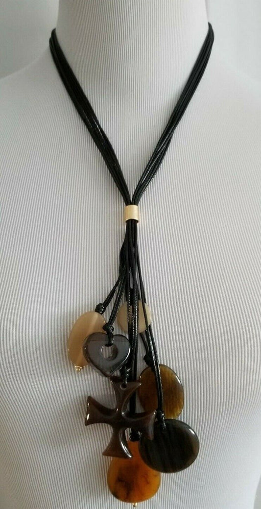 CHICO'S BROWN HORN-INSPIRED Y-NECKLACE