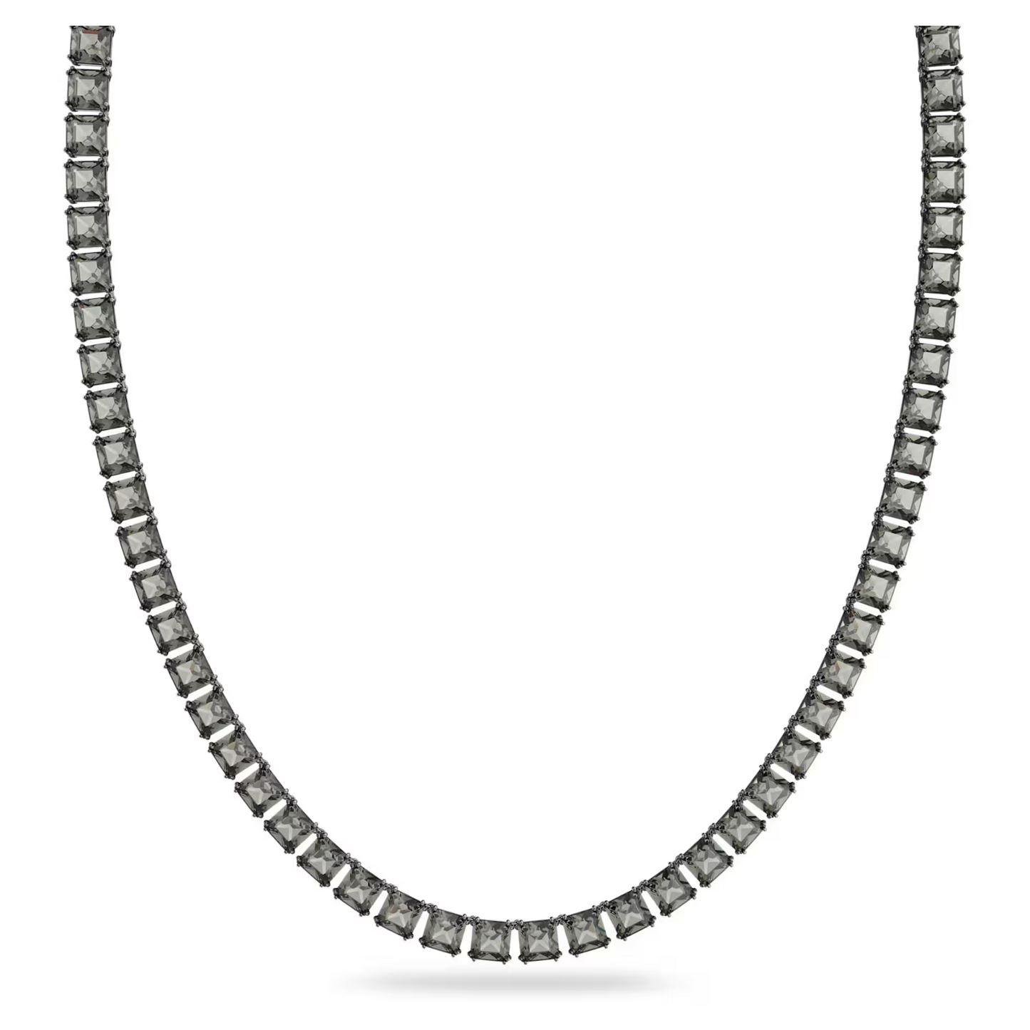 Swarovski Millenia necklace Square cut, Long, Gray, Ruthenium plated