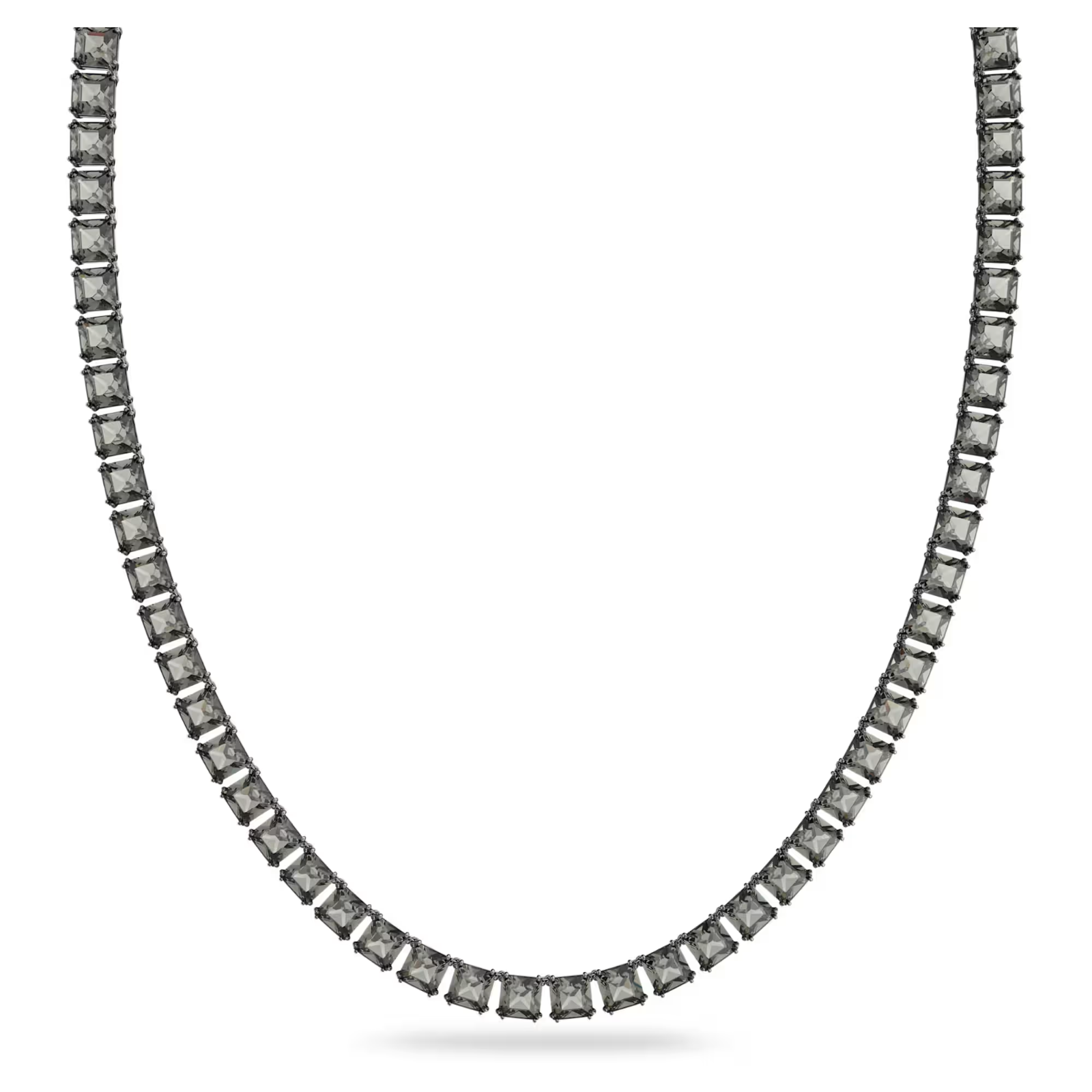 Swarovski Millenia necklace Square cut, Long, Gray, Ruthenium plated