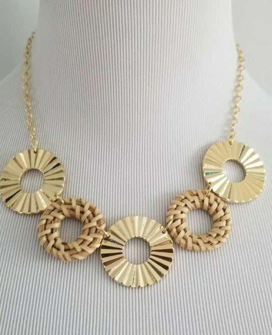 ANN TAYLOR STRAW STATEMENT NECKLACE