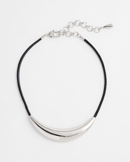 CHICO'S SILVER TONE BIB NECKLACE