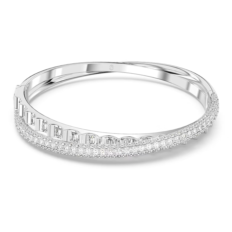 Swarovski Rota bangle Mixed cuts, White, Rhodium plated