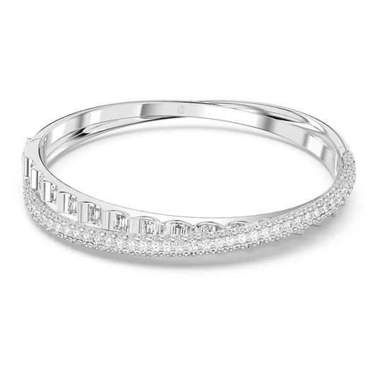 Swarovski Rota bangle Mixed cuts, White, Rhodium plated
