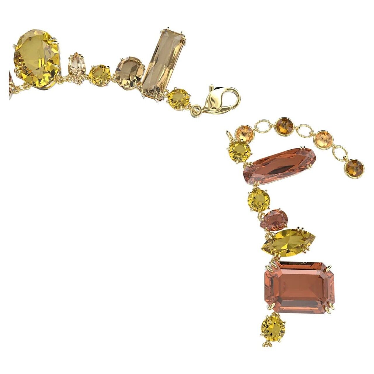 Swarovski Gema necklace Mixed cuts, Multicolored, Gold-tone plated