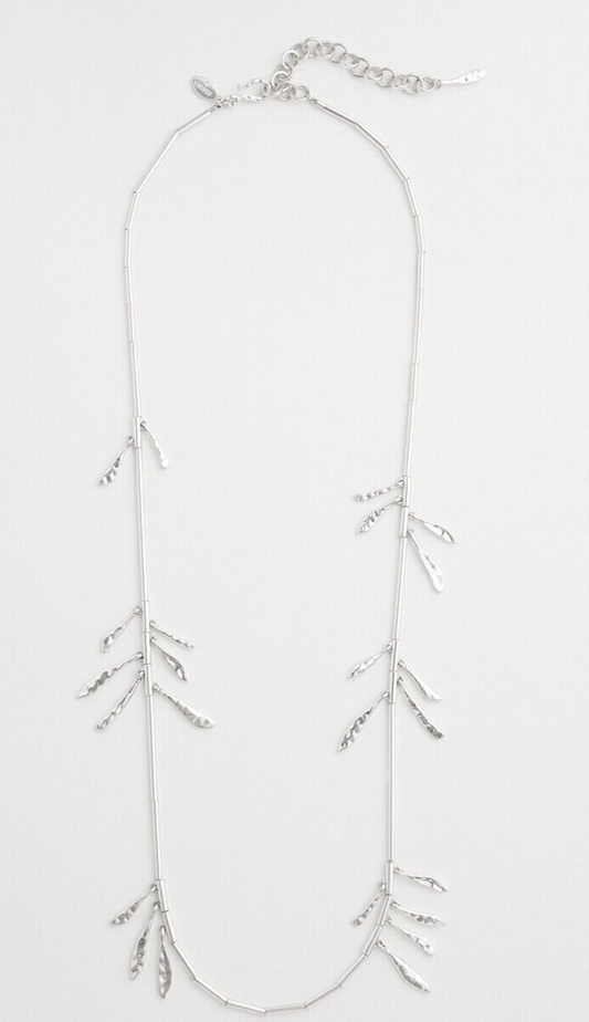 CHICO'S SILVER TONE LEAF NECKLACE