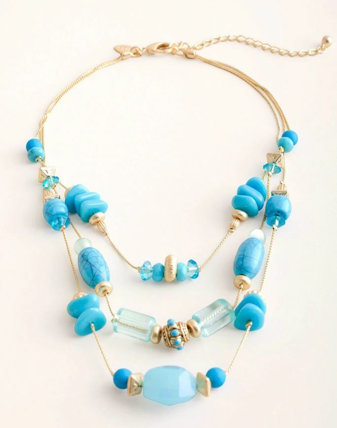 CHICO'S TURQUOISE-HUED ILLUSION NECKLACE