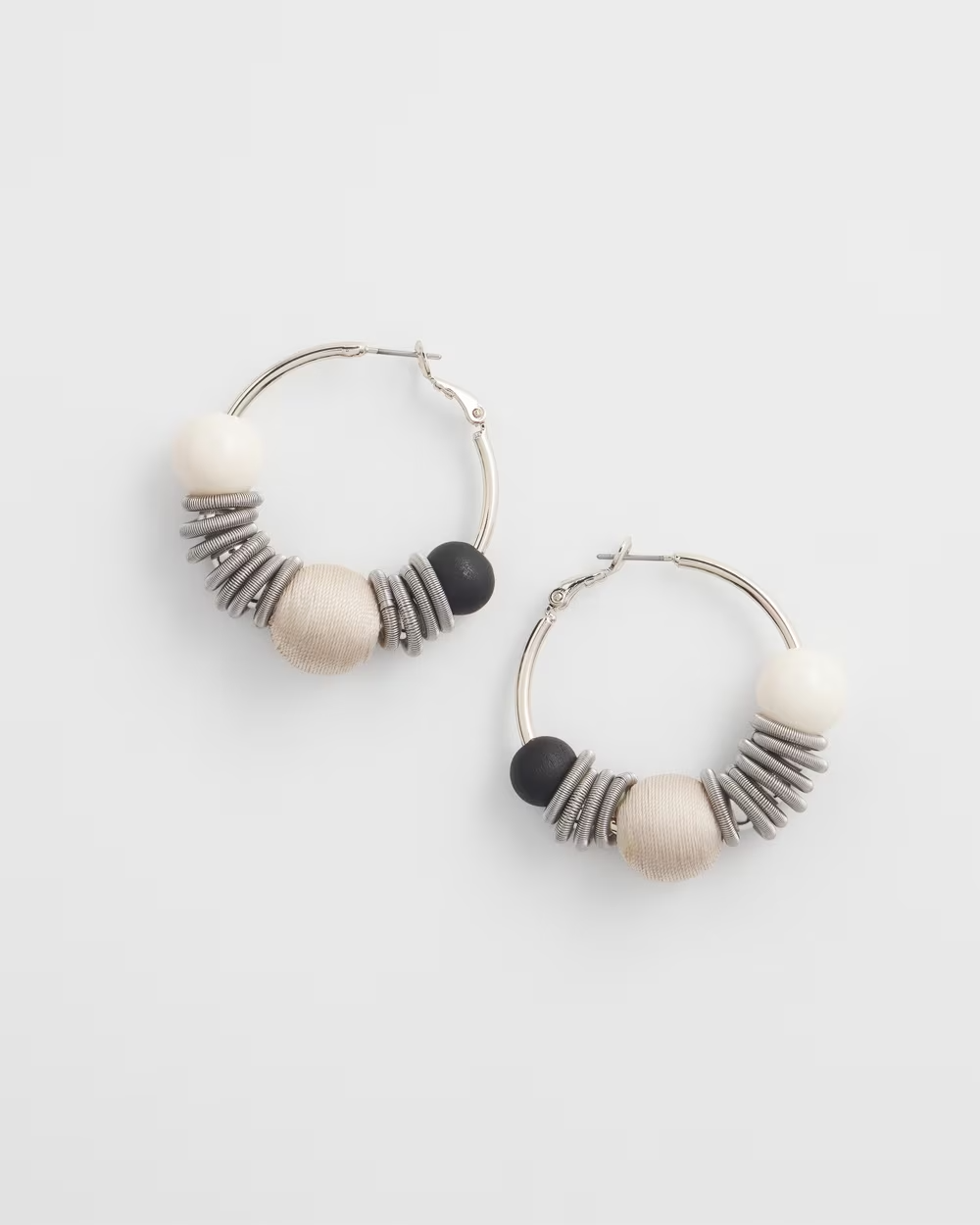 CHICO'S BLACK & NEUTRAL HOOP EARRINGS