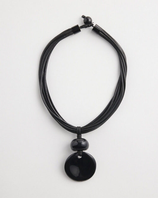 CHICO'S MULTISTRAND BLACK STONE NECKLACE