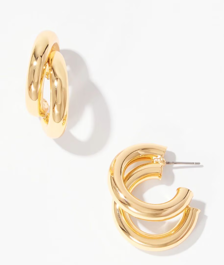White House Black Market Gold Double Hoop Earrings