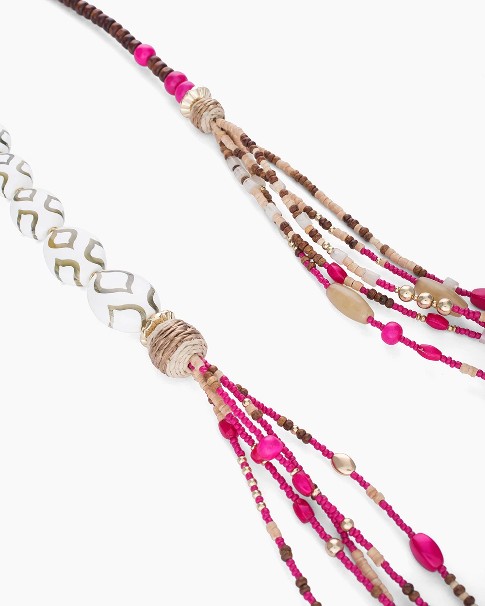 CHICO'S LONG PINK MULTI-STRAND NECKLACE