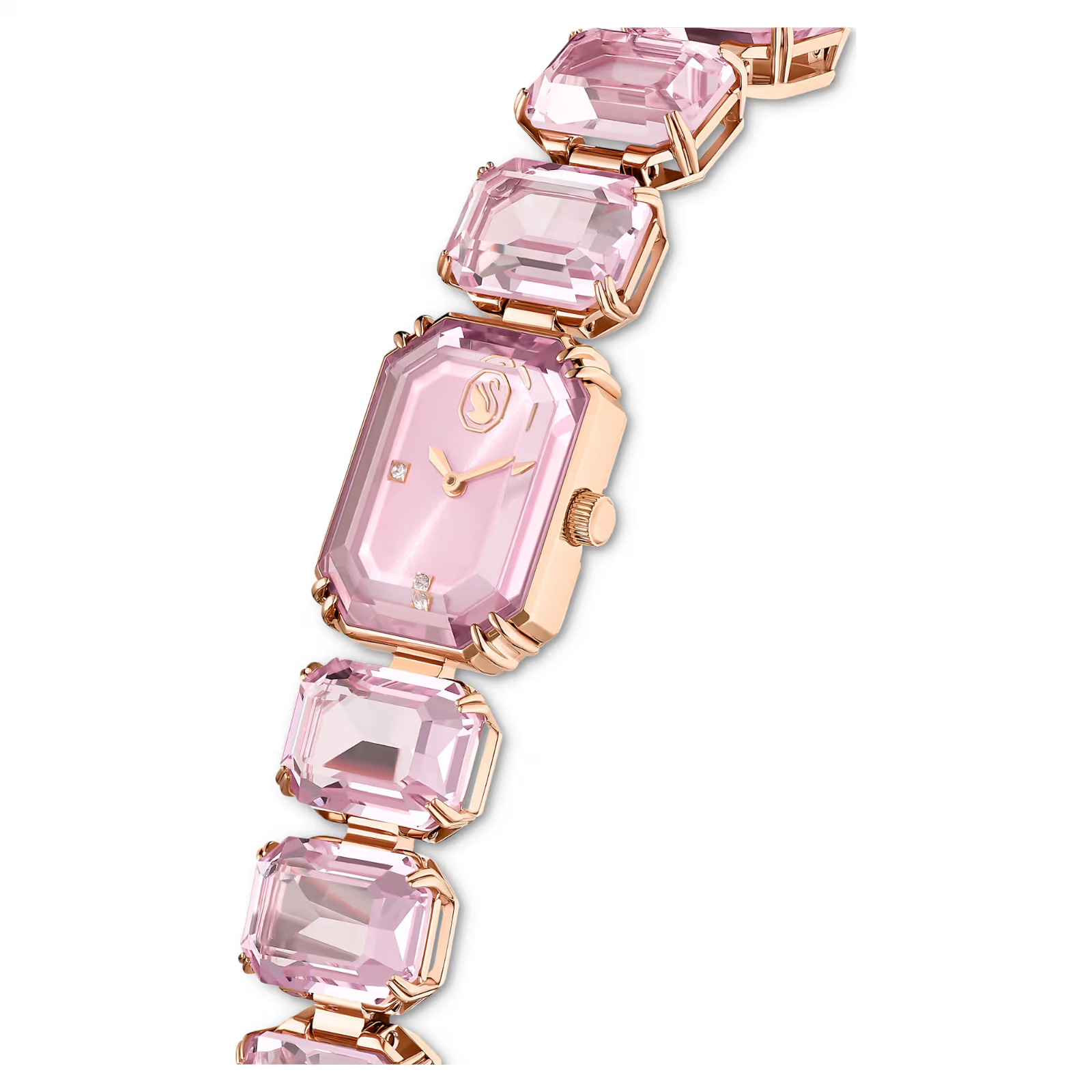 Swarovski Octagon cut bracelet, Pink, Rose gold-tone finish