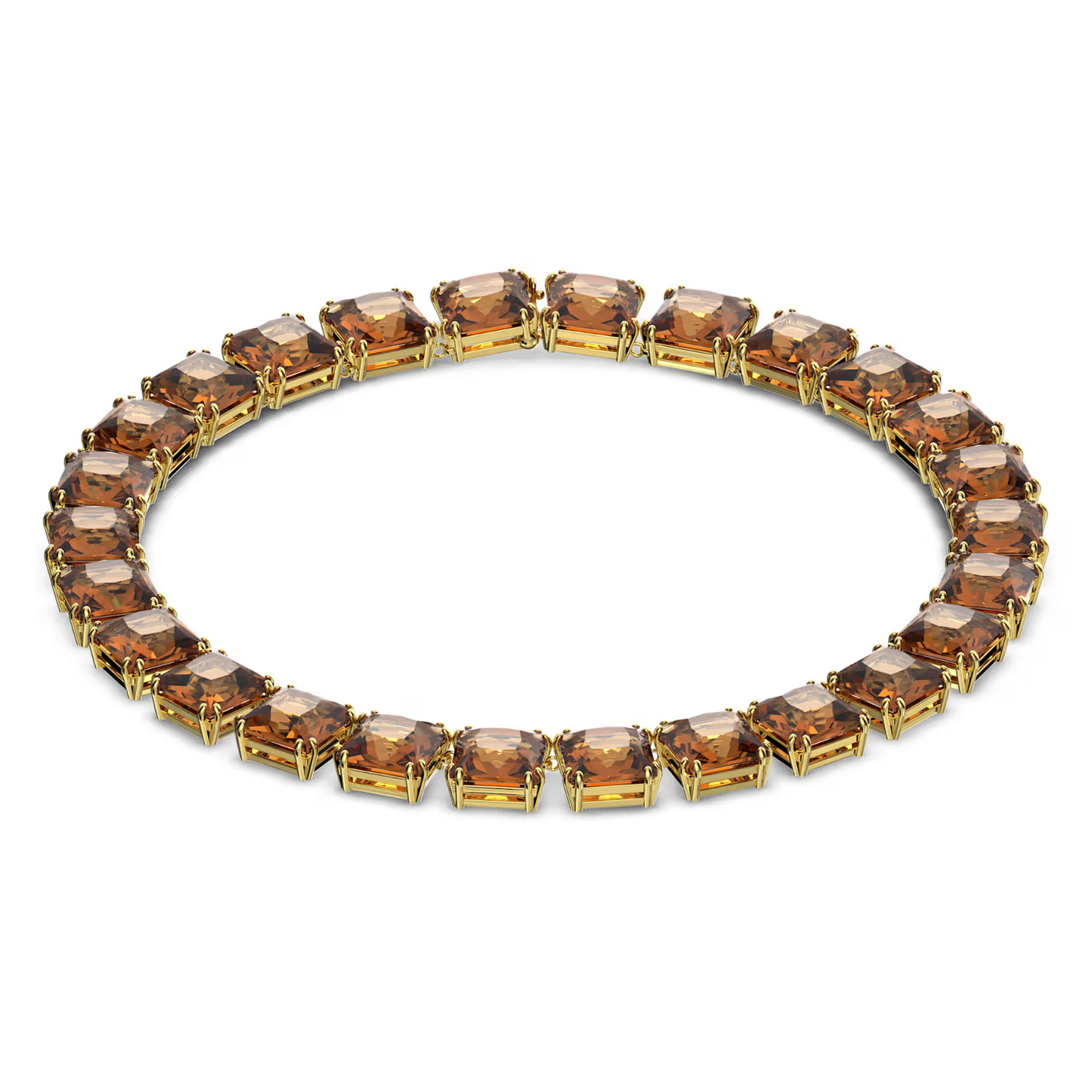 Swarovski Millenia necklace Square cut, Brown, Gold-tone plated