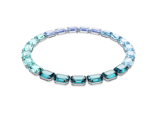 Swarovski Millenia necklace Octagon cut, Blue, Rhodium plated