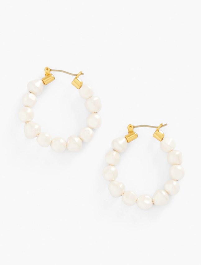 TALBOTS FRESH PEARL HOOP EARRINGS