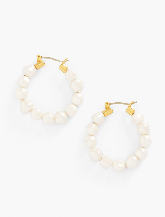 TALBOTS FRESH PEARL HOOP EARRINGS