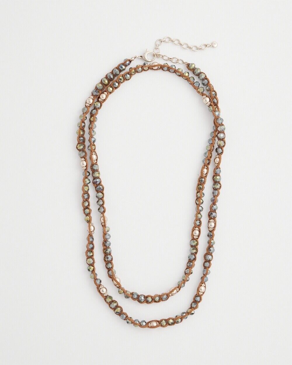 CHICO'S FAUX SUEDE BEADED NECKLACE