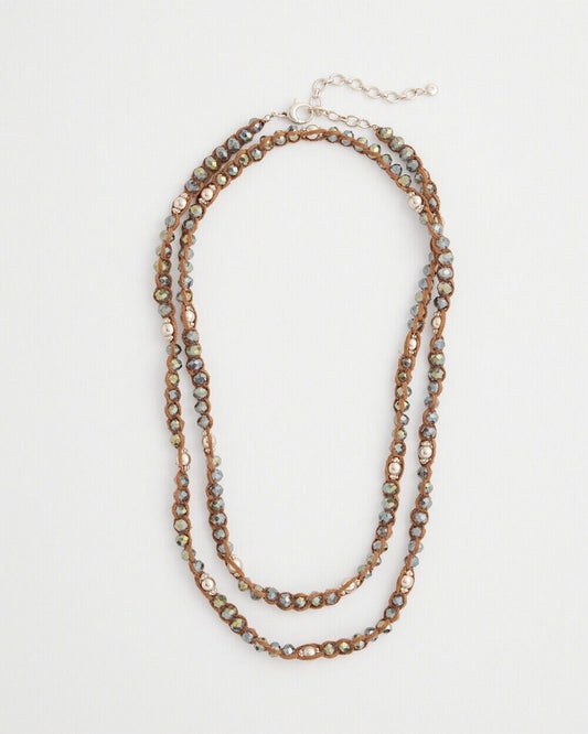 CHICO'S FAUX SUEDE BEADED NECKLACE
