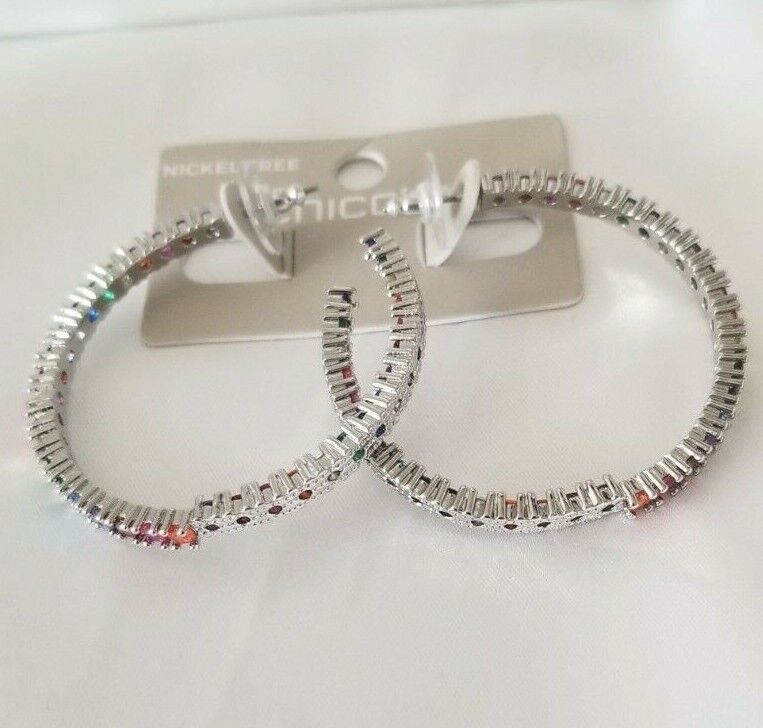 CHICO'S MULTI-COLORED BEADED IN-AND-OUT HOOP EARRINGS
