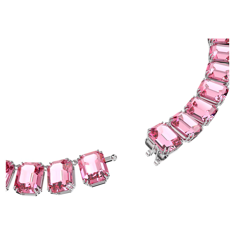 Swarovski Millenia Rhodium Plated Necklace with Pink Octagon Cut Crystals