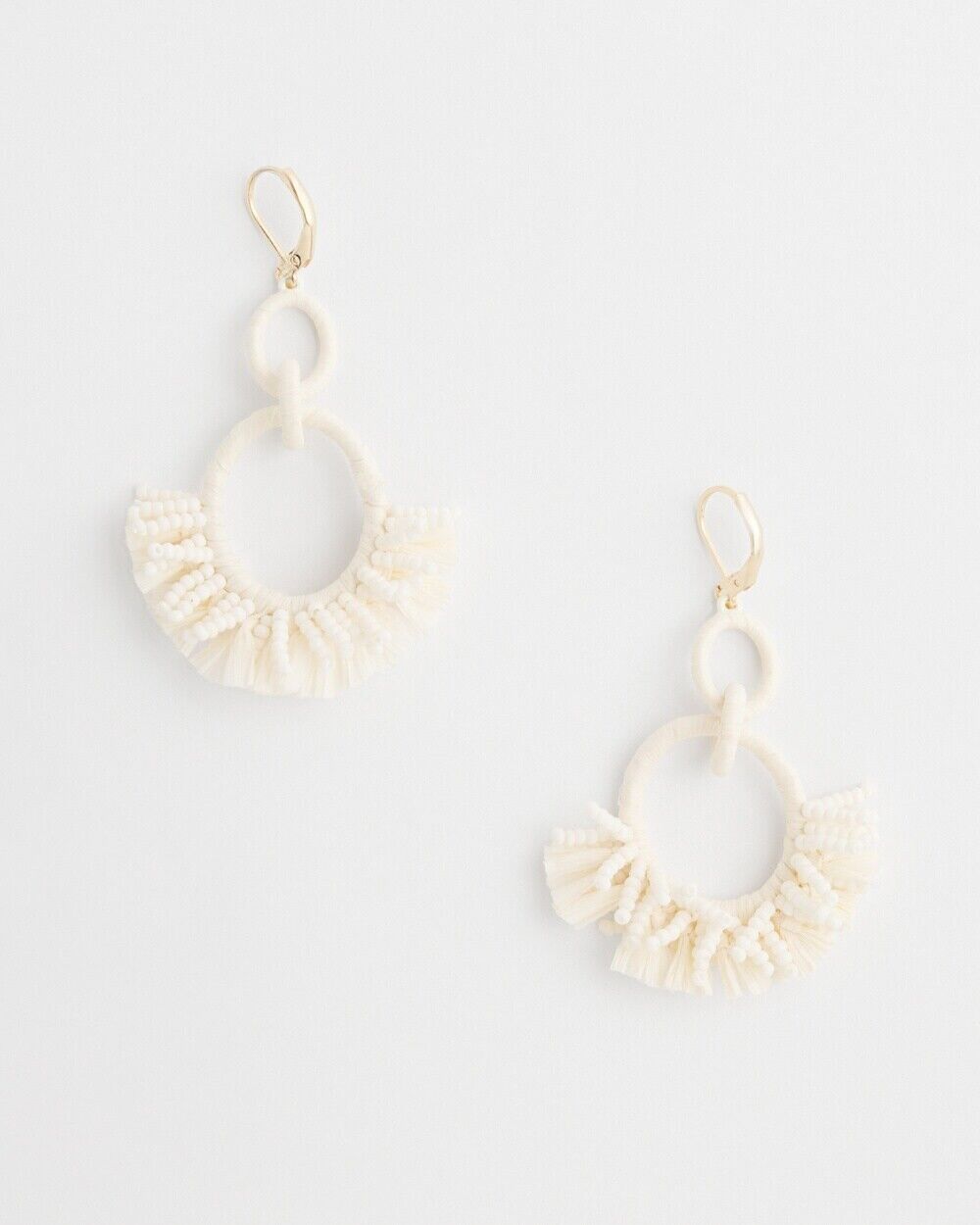 CHICO'S  NO DROOP WHITE RAFFIA WRAP EARRINGS