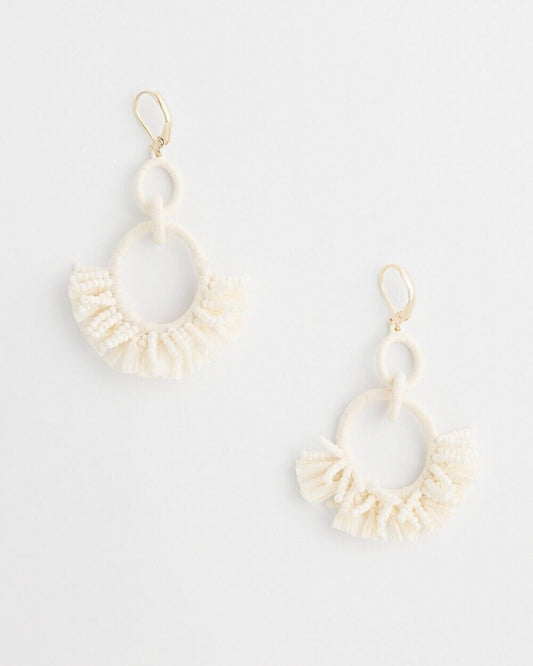 CHICO'S  NO DROOP WHITE RAFFIA WRAP EARRINGS