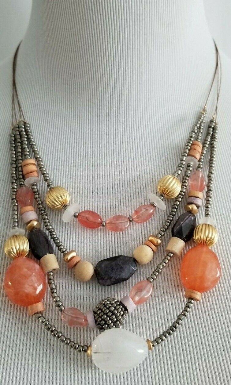 CHICO'S COLORFUL BEADED ILLUSION NECKLACE