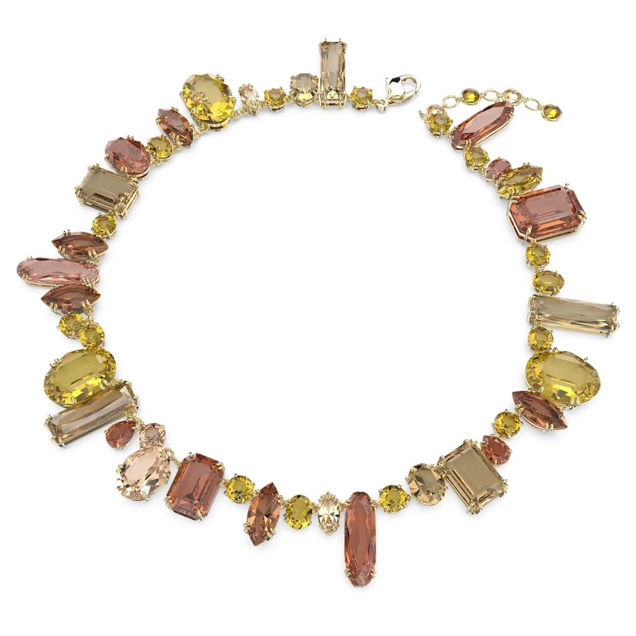 Swarovski Gema necklace Mixed cuts, Multicolored, Gold-tone plated