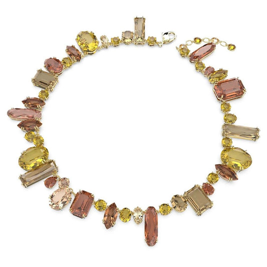 Swarovski Gema necklace Mixed cuts, Multicolored, Gold-tone plated