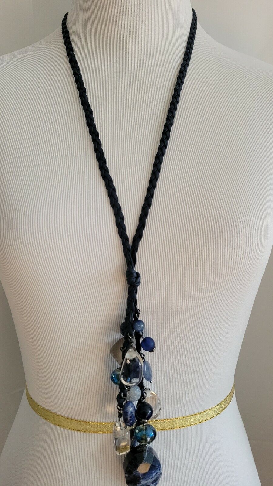CHICO'S BLUE SODALITE AND CLEAR QUARTZ PENDANT NECKLACE