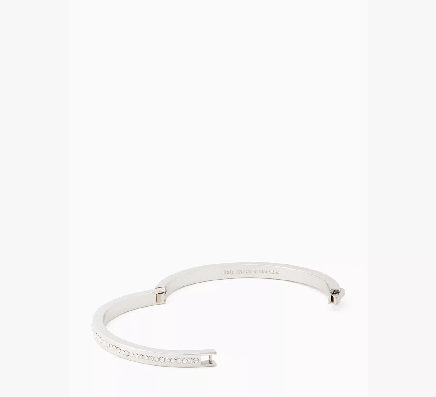 Kate Spade Ring It Up Pave Hinged Bangle Bracelet Silver Tone