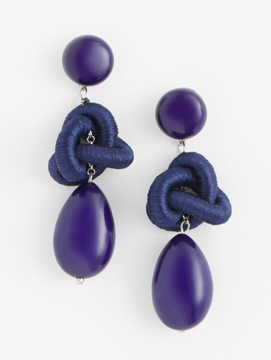 CHICO'S NAVY TEARDROP EARRINGS