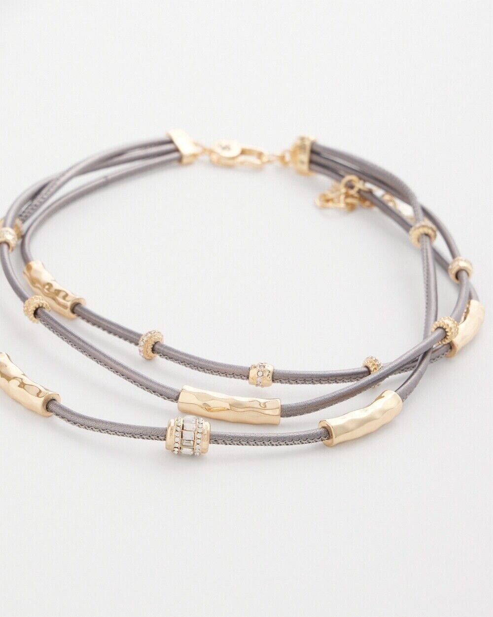 CHICO'S MIXED METAL TRIPLE STRAND NECKLACE