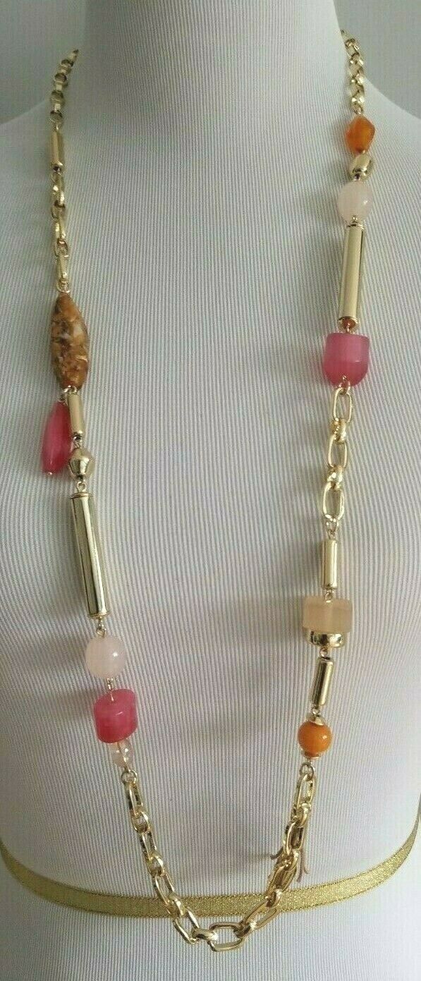 CHICO'S LONG FIERY GOLD-TONE NECKLACE