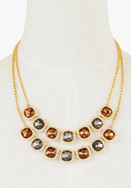 TALBOTS SQUARE STONES DOUBLE STRAND NECKLACE
