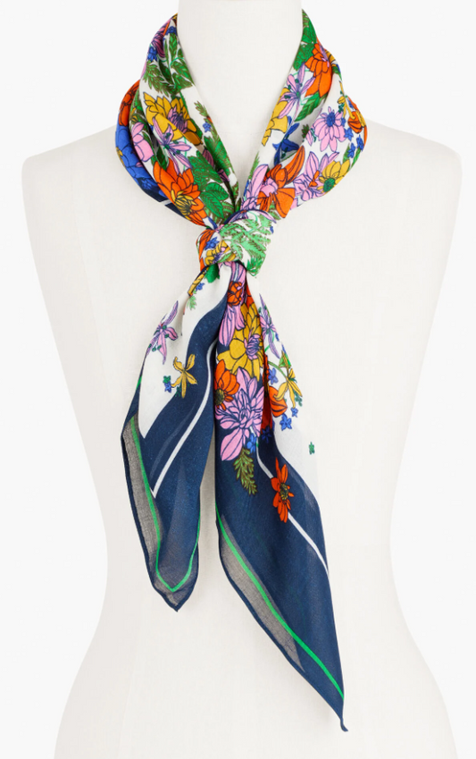 TALBOTS BLISSFUL FLORAL SQUARE SCARF