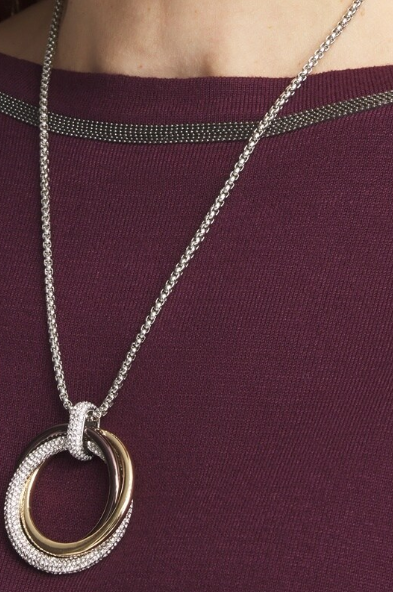 CHICO'S ADUSTABLE PAVE PENDANT NECKLACE