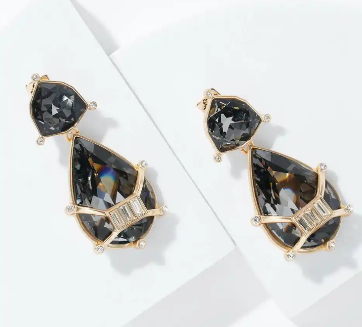 White House Black Market Black Crystal Drop Earrings
