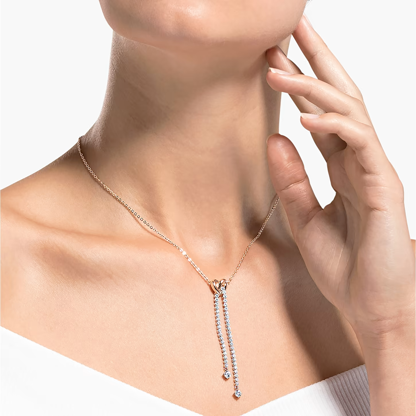 Swarovski Lifelong Heart Y Necklace, White, Mixed Metal Finish 5517952