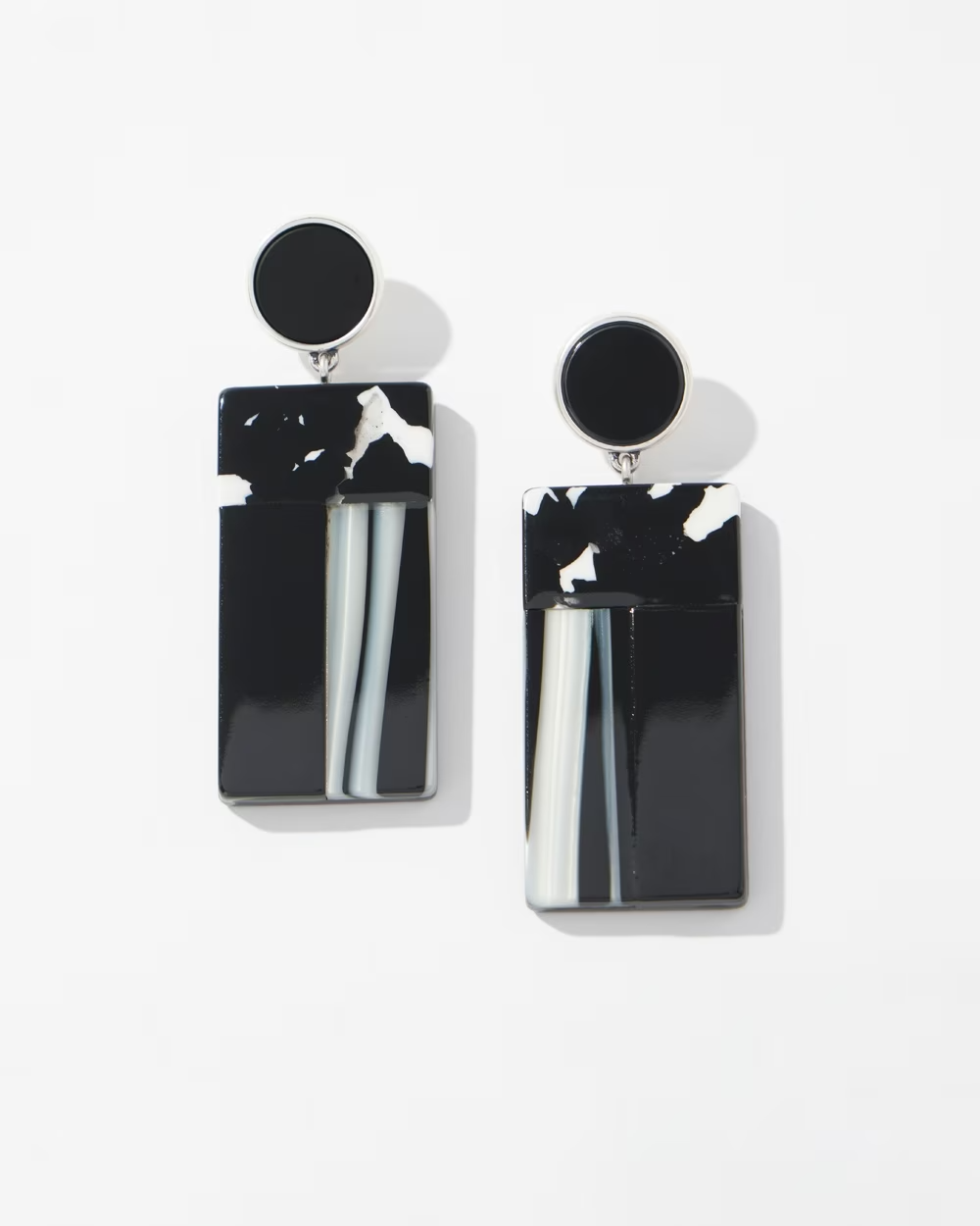 CHICO'S MARBLE RECTANGLE DROP EARRINGS