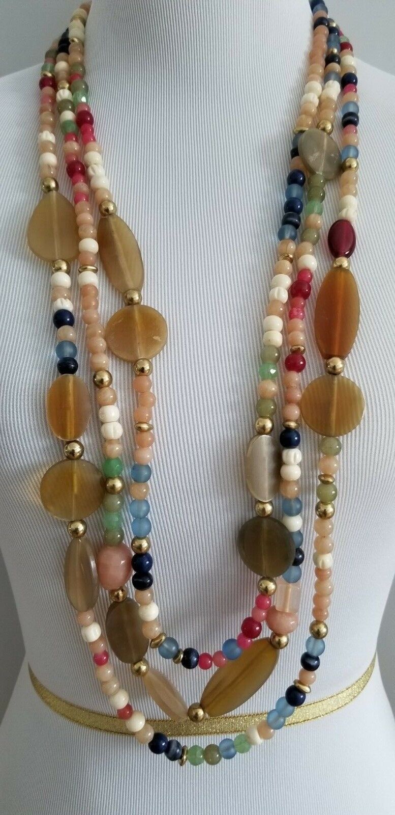 CHICO' S MULTI-COLORED MIXED-BEAD MULTI-STRAND NECKLACE