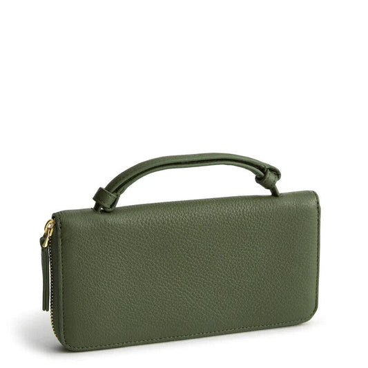 Vera Bradley Accordion, Bronze Green in Leather