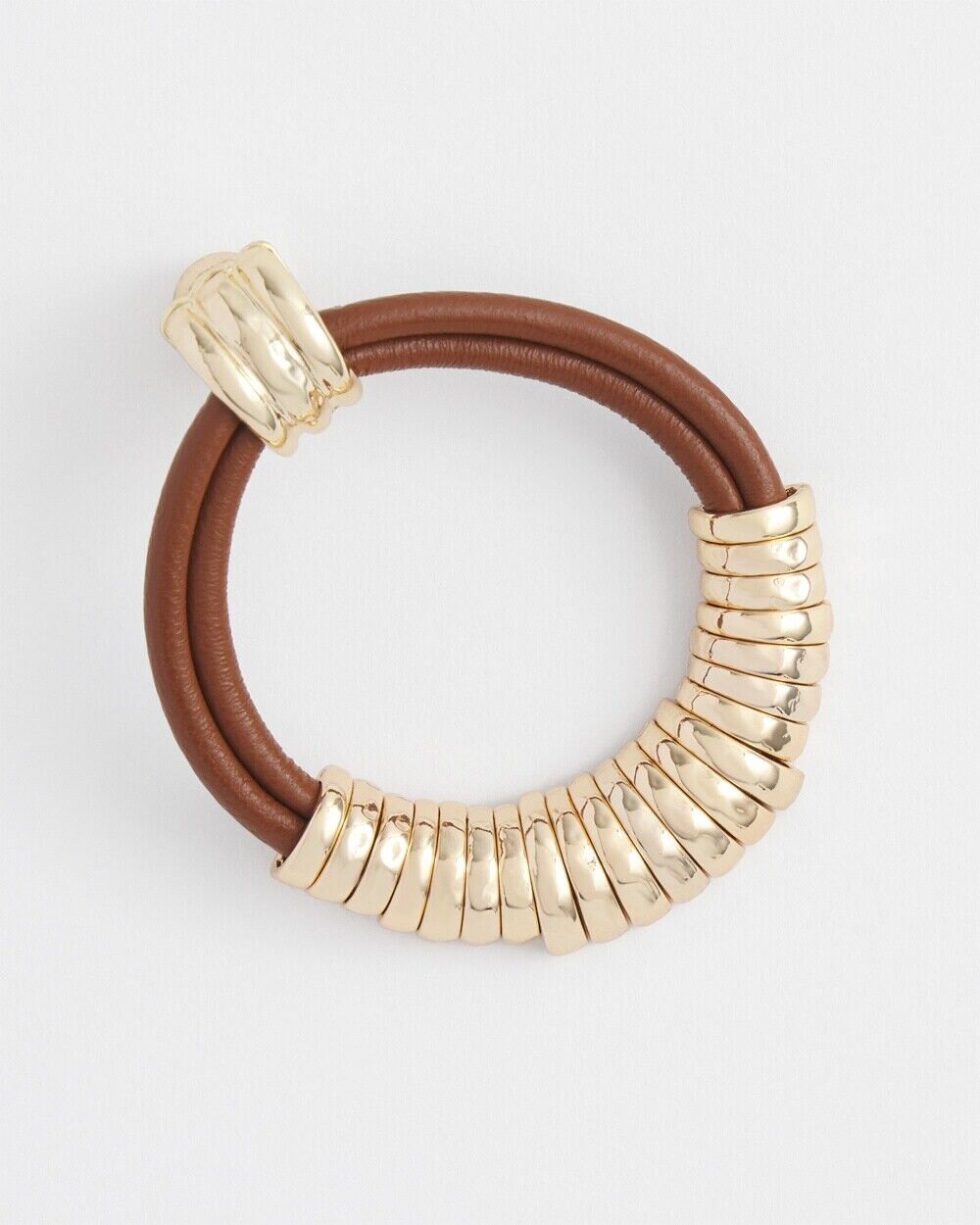 CHICO'S NO DROOP NEUTRAL LEATHER HOOP EARRINGS