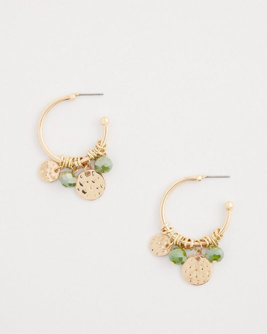 CHICO'S NO DROOP FRONT TO BACK CHARM HOOPS EARRINGS