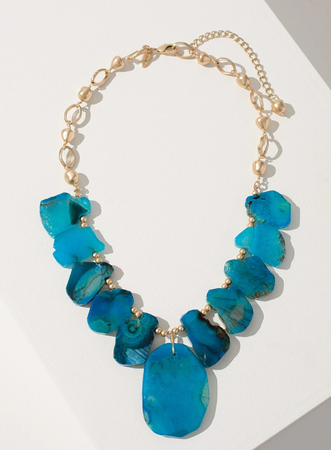 CHICO'S BLUE AGATE BIB  NECKLACE