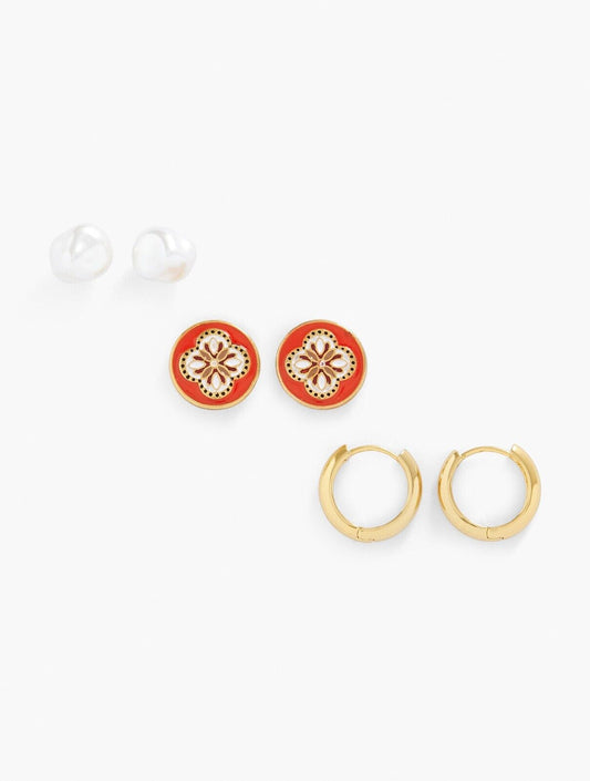 TALBOTS MEDALLION STUD EARRING SET