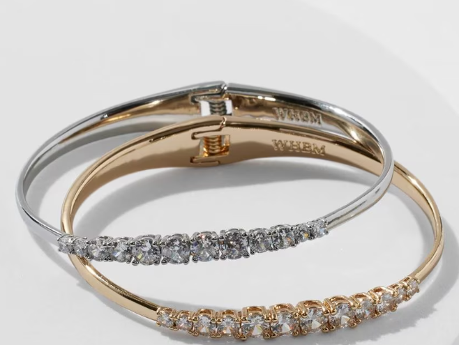 WHITE HOUSE BLACK MARKET 2-PACK GOLD SILVER HINGE BRACELET