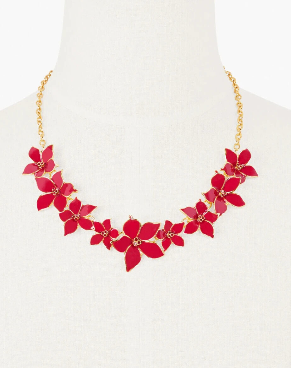 TALBOTS POINSETTIA STATEMENT NECKLACE