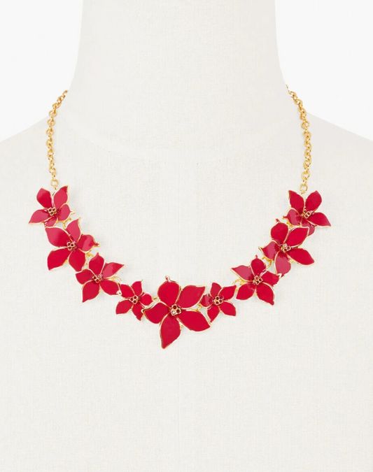 TALBOTS POINSETTIA STATEMENT NECKLACE