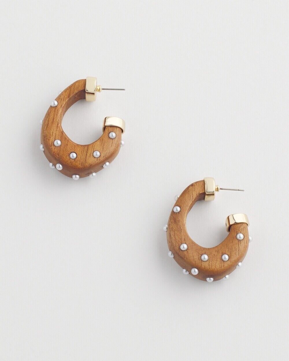 CHICO'S WOOD & FAUX PEARL EARRINGS