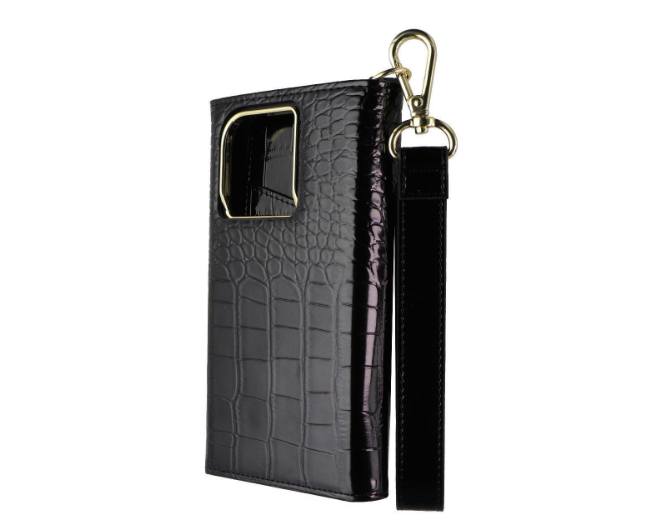 Elizabeth James Wristlet Folio Case For MagSafe for iPhone 15 Pro - Black Croc
